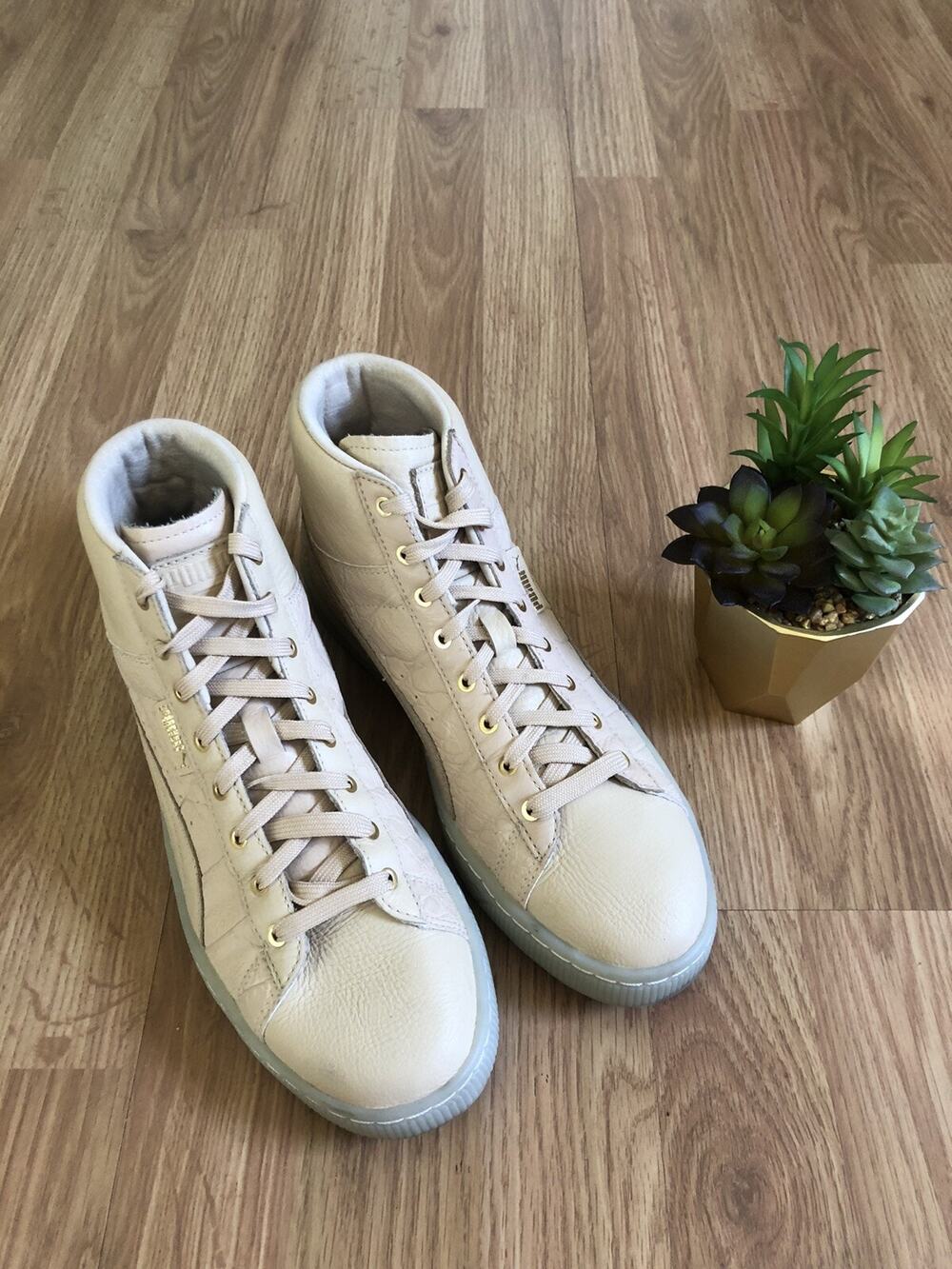 PUMA Basket Mid Women's Natural Vachetta/Team Gold 36421302 Sz 9.5